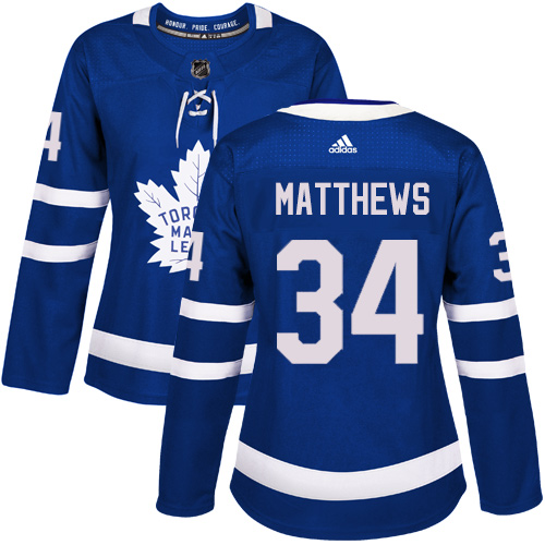 Adidas Maple Leafs #34 Auston Matthews Blue Home Authentic Women's Stitched NHL Jersey - Click Image to Close